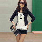 Fashion Women Blazer Slim Fit Short Jackets Long Sleeve Black White Blazer Casaco Feminino No Button Spring OL Style Clothes