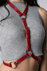 Fashion Women 100% Handcrafted Halter Choker Harness Leather Body Bondage BDSM Belt Waist Straps Sword
