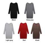 Fashion Winter Women Sweater Dress Women Clothes Ladies Long Sleeve Knitted Bodycon Stretch Party Casual Dress Black Gray