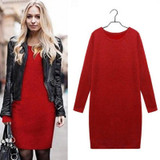 Fashion Winter Women Sweater Dress Women Clothes Ladies Long Sleeve Knitted Bodycon Stretch Party Casual Dress Black Gray