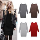 Fashion Winter Women Sweater Dress Women Clothes Ladies Long Sleeve Knitted Bodycon Stretch Party Casual Dress Black Gray