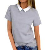 Fashion WJ Women Casual Blouse Short Sleeve Loose Summer Chiffon Shirt Tops Shirt Blouse Women Clothing