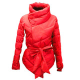 Fashion Winter Jacket Women Cotton Coat High Collar With Belt Parkas Feminino Solid Warm Outerwear