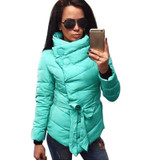 Fashion Winter Jacket Women Cotton Coat High Collar With Belt Parkas Feminino Solid Warm Outerwear