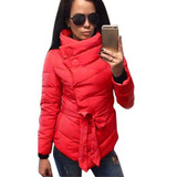 Fashion Winter Jacket Women Cotton Coat High Collar With Belt Parkas Feminino Solid Warm Outerwear