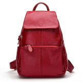 Fashion Winter Color 100% Genuine Leather Casual Women's Backpacks Brief Casual Knapsack Laptop Bag Ladies Pocket Girl Schoolbag