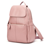 Fashion Winter Color 100% Genuine Leather Casual Women's Backpacks Brief Casual Knapsack Laptop Bag Ladies Pocket Girl Schoolbag