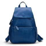Fashion Winter Color 100% Genuine Leather Casual Women's Backpacks Brief Casual Knapsack Laptop Bag Ladies Pocket Girl Schoolbag