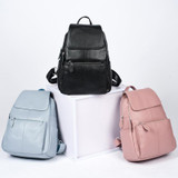 Fashion Winter Color 100% Genuine Leather Casual Women's Backpacks Brief Casual Knapsack Laptop Bag Ladies Pocket Girl Schoolbag