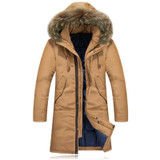 Fashion Winter Coat Men Warm Down Male Hooded Long Thickening White Duck Down Jacket Outwear Casual Solid Parkas