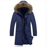 Fashion Winter Coat Men Warm Down Male Hooded Long Thickening White Duck Down Jacket Outwear Casual Solid Parkas