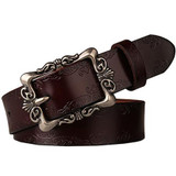 Fashion Wide Genuine Leather Belt Women Vintage Floral Carved Cow Skin Belts New Design Strap Female for Jeans