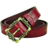 Fashion Wide Genuine Leather Belt Women Vintage Floral Carved Cow Skin Belts New Design Strap Female for Jeans