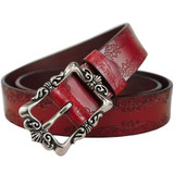 Fashion Wide Genuine Leather Belt Women Vintage Floral Carved Cow Skin Belts New Design Strap Female for Jeans