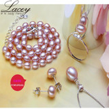 Fashion wedding pearl jewelry set for women ,real natural pearl necklace sets earrings fine jewelry birthday gift
