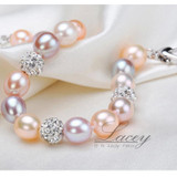 Fashion wedding natural freshwater pearl bracelet women,multic color 925 sterling silver bracelet jewelry charm birthday gift