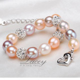 Fashion wedding natural freshwater pearl bracelet women,multic color 925 sterling silver bracelet jewelry charm birthday gift