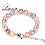Fashion wedding natural freshwater pearl bracelet women,multic color 925 sterling silver bracelet jewelry charm birthday gift