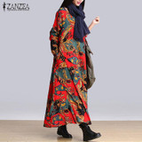 Fashion Vintage Print Dresses 2017 Autumn ZANZEA Women Maxi Long Dress Casual Loose Long Sleeve Baggy Plus Size Vestidos Fashion Vintage Print Dresses 2017 Autumn ZANZEA Women Maxi Long Dress Casual Loose Long Sleeve Baggy Plus Size Vestidos