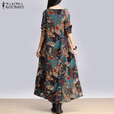 Fashion Vintage Print Dresses 2017 Autumn ZANZEA Women Maxi Long Dress Casual Loose Long Sleeve Baggy Plus Size Vestidos Fashion Vintage Print Dresses 2017 Autumn ZANZEA Women Maxi Long Dress Casual Loose Long Sleeve Baggy Plus Size Vestidos