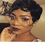 Fashion Vintage Round Rimless Clear Oversized Sunglasses Women Brand Designer Sun Glasses Metal Frame Retro Gradient Shades M501