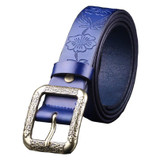 Fashion Vintage Genuine leather belt woman Luxury Designer wide Floral belts women Second Layer Cow skin strap for Jeans female