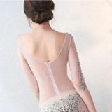 Fashion Transparent Cocktail Dresses 2018 Sexy Cocktail Party Gowns Short Tulle Beading Built-In Bra Cocktail Dress Custom Made