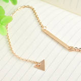 Fashion Trangle Pendant Long Chain Necklace Gold Color Pick Chain Choker Necklace Women Jewelry Free Shipping