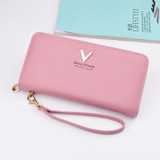 QWEEK Women Wallets 2017 New Long Fashion PU Leather Wallet Female V Clutch Card Holder Girl Coin Purse Zipper Cell Phone Pocket