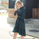 Quintina New Fashion Printed Women Dress Knee-Length Bohemian Lady Dress Vestidos Women Clothing Spring Vintage Dress