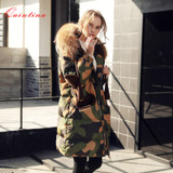 Quintina 2017 New Fashion Camouflage Women Down Coat Thickness Winter Coat Women Long Coat Womens Down Jackets Parka