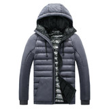 Quilted Jacket Fashion Jacket Men Hooded Winter Warm Cotton Jacket Men Male Parka Lightweight Coat Men Fashion Coat Earphone