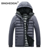 Quilted Jacket Fashion Jacket Men Hooded Winter Warm Cotton Jacket Men Male Parka Lightweight Coat Men Fashion Coat Earphone