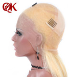 QueenKing hair European Human Hair Full Lace Wig 150% Density Blonde 613 Silky Straight Natural Hairline Remy Hair