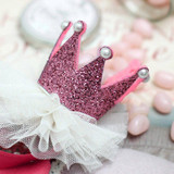 Queen Crown Baby Girls Brithday Shiny Hairband Toddler Elastic Mesh Pearl Headband Hair Accessories Kids Princess Hairband