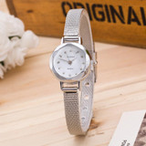 Quartz Watch Women Small Round Dial Stainless Steel Woven Mesh Band Simple Casual Ladies Wrist Watches Relogio Feminino A8302