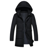 QUANBO Thick Winter Down Jacket 2017 New Men Warm Fashion Brand Clothing Long White duck down coat Hooded Casual Male Parkas