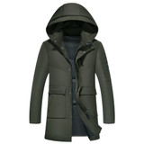 QUANBO Thick Winter Down Jacket 2017 New Men Warm Fashion Brand Clothing Long White duck down coat Hooded Casual Male Parkas