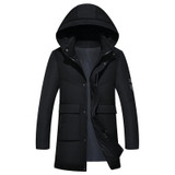 QUANBO Thick Winter Down Jacket 2017 New Men Warm Fashion Brand Clothing Long White duck down coat Hooded Casual Male Parkas