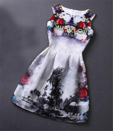 Quality Fashion Dress Print Vintage White Casual Ropa Vestidos De Festa Female Autumn Clothing Women Office Ladies Party Dresses
