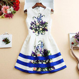 Quality Fashion Dress Print Vintage White Casual Ropa Vestidos De Festa Female Autumn Clothing Women Office Ladies Party Dresses
