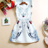 Quality Fashion Dress Print Vintage White Casual Ropa Vestidos De Festa Female Autumn Clothing Women Office Ladies Party Dresses