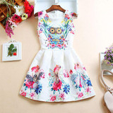 Quality Fashion Dress Print Vintage White Casual Ropa Vestidos De Festa Female Autumn Clothing Women Office Ladies Party Dresses