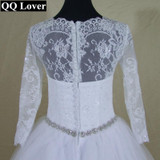 QQ Lover 2017 Saudi Arabia Vestido De Noiva Lace Three Quarter Muslim Wedding Dresses Bridal gown Tulle Ball Gown Wedding Dress