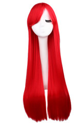 QQXCAIW Long Straight Cosplay Red Black Puprle Pink Blue Sliver Gray Blonde White Oragen Brown 80 Cm Synthetic Hair Wigs