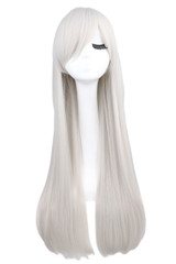 QQXCAIW Long Straight Cosplay Red Black Puprle Pink Blue Sliver Gray Blonde White Oragen Brown 80 Cm Synthetic Hair Wigs