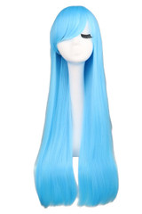 QQXCAIW Long Straight Cosplay Red Black Puprle Pink Blue Sliver Gray Blonde White Oragen Brown 80 Cm Synthetic Hair Wigs