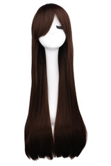 QQXCAIW Long Straight Cosplay Red Black Puprle Pink Blue Sliver Gray Blonde White Oragen Brown 80 Cm Synthetic Hair Wigs