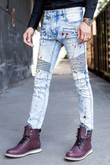 High Quality Design Fashion Men's Classic Jeans Straight Full Length Casual Jeans Men Hip Hop Biker Jeans Slim Skinny Jeans Men