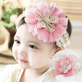 High Quality Cute Kids Headband Big Flowers Lace Newborn Elastic Hairbands Hair Accessories For Children Girls Headwear A279-2